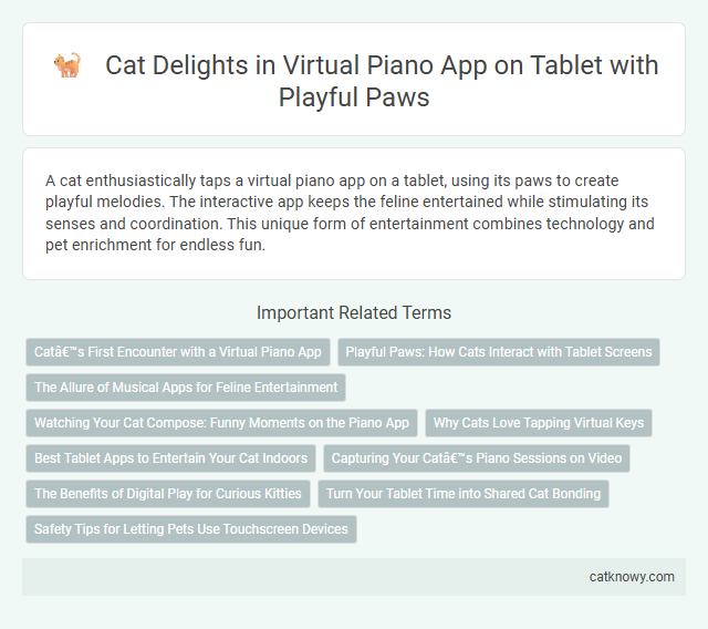 Cat Delights in Virtual Piano App on Tablet with Playful Paws