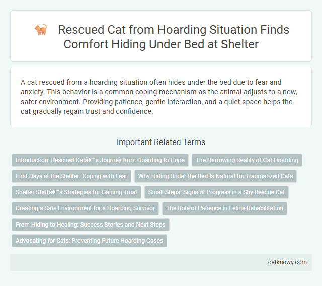 Rescued Cat from Hoarding Situation Finds Comfort Hiding Under Bed at Shelter