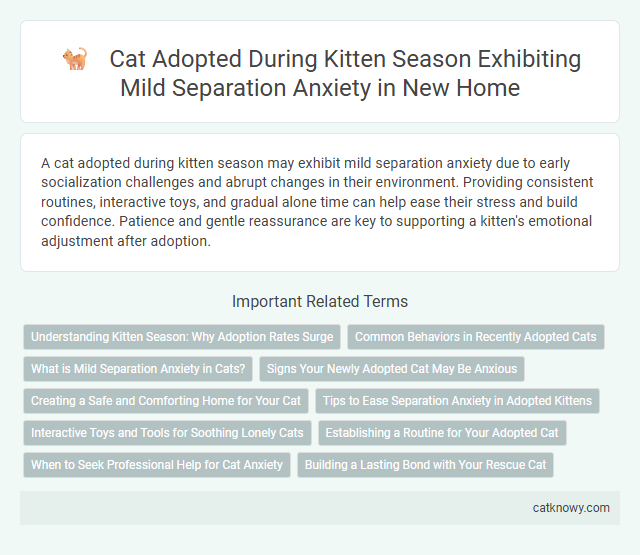 Cat Adopted During Kitten Season Exhibiting Mild Separation Anxiety in New Home