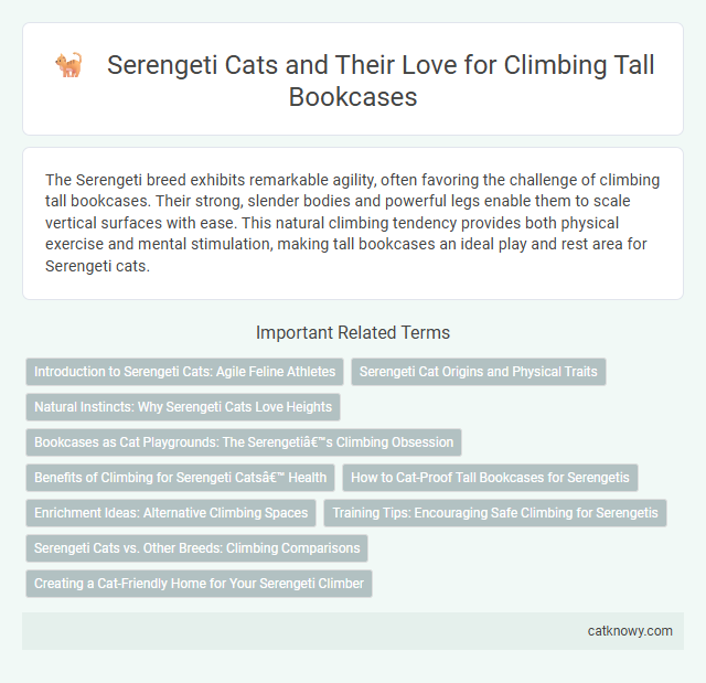 Serengeti Cats and Their Love for Climbing Tall Bookcases