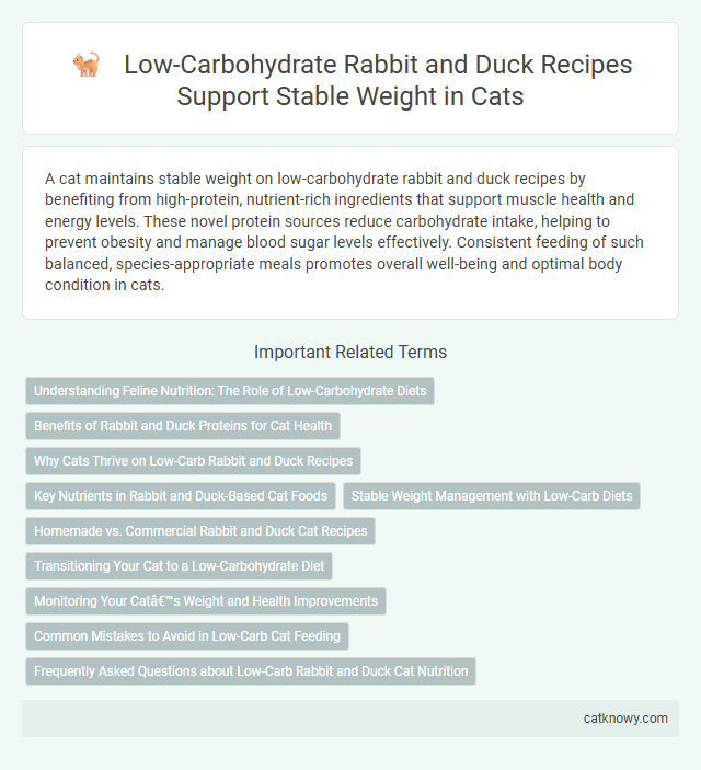 Low-Carbohydrate Rabbit and Duck Recipes Support Stable Weight in Cats