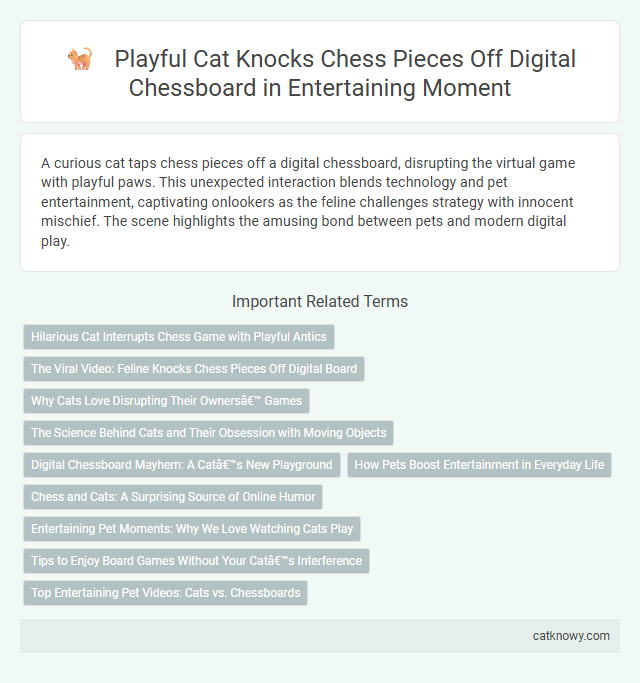Playful Cat Knocks Chess Pieces Off Digital Chessboard in Entertaining Moment