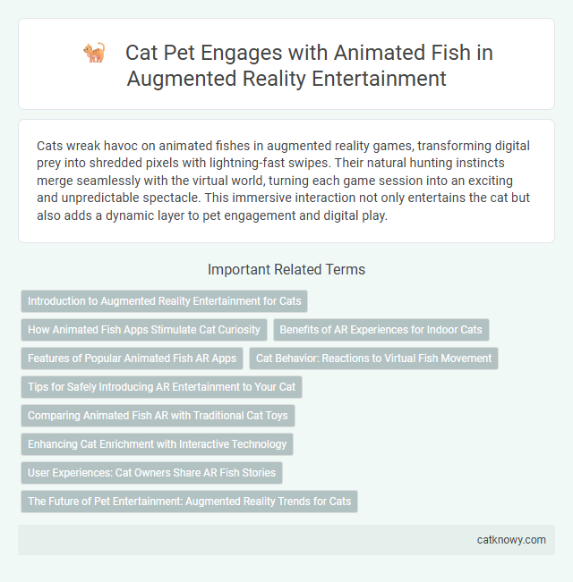 Cat Pet Engages with Animated Fish in Augmented Reality Entertainment